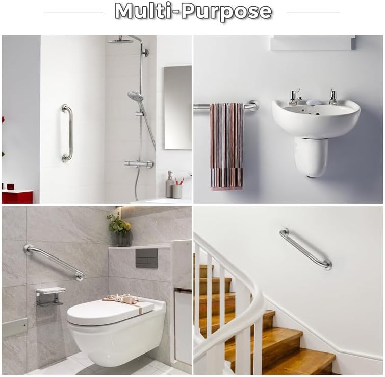 Grab Bars for Shower, 2 Pack 36-Inch Anti Slip Shower Handles for Elderly, Safety Shower Grab Bar, Stainless Steel Handicap Grab Bars for Bathroom,Toilet (Brushed Nickel, 1" Diameter)