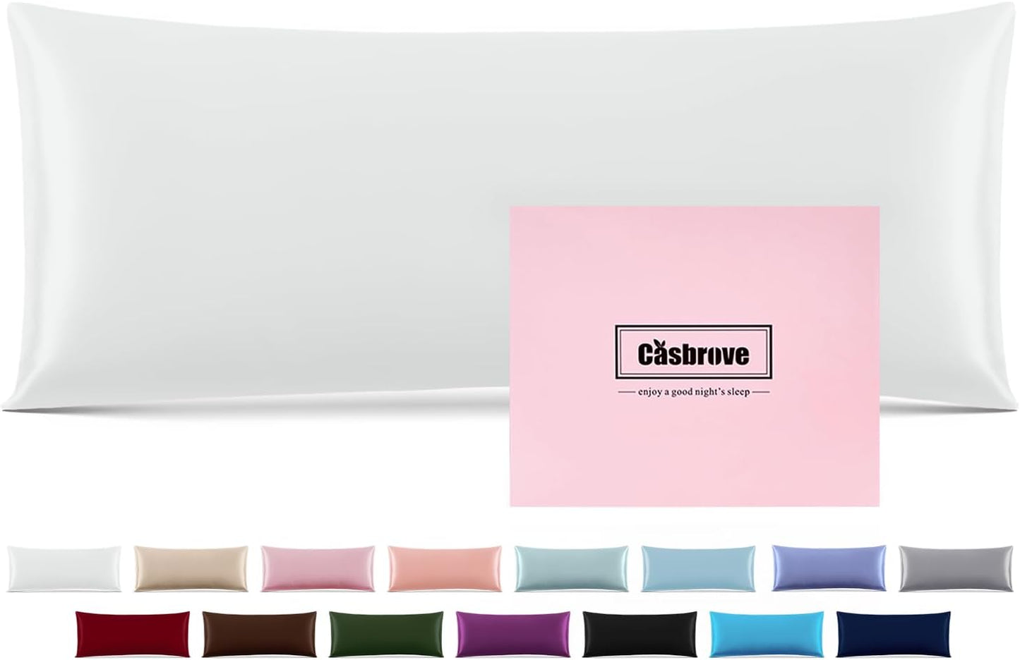 Silk Body Pillow Cover Pillow Pillowcase for Body Pillow Soft Pillow Covers Pillow Case Mulberry Silk Pillowcase for Sleep(White,20"X 54",1pc)