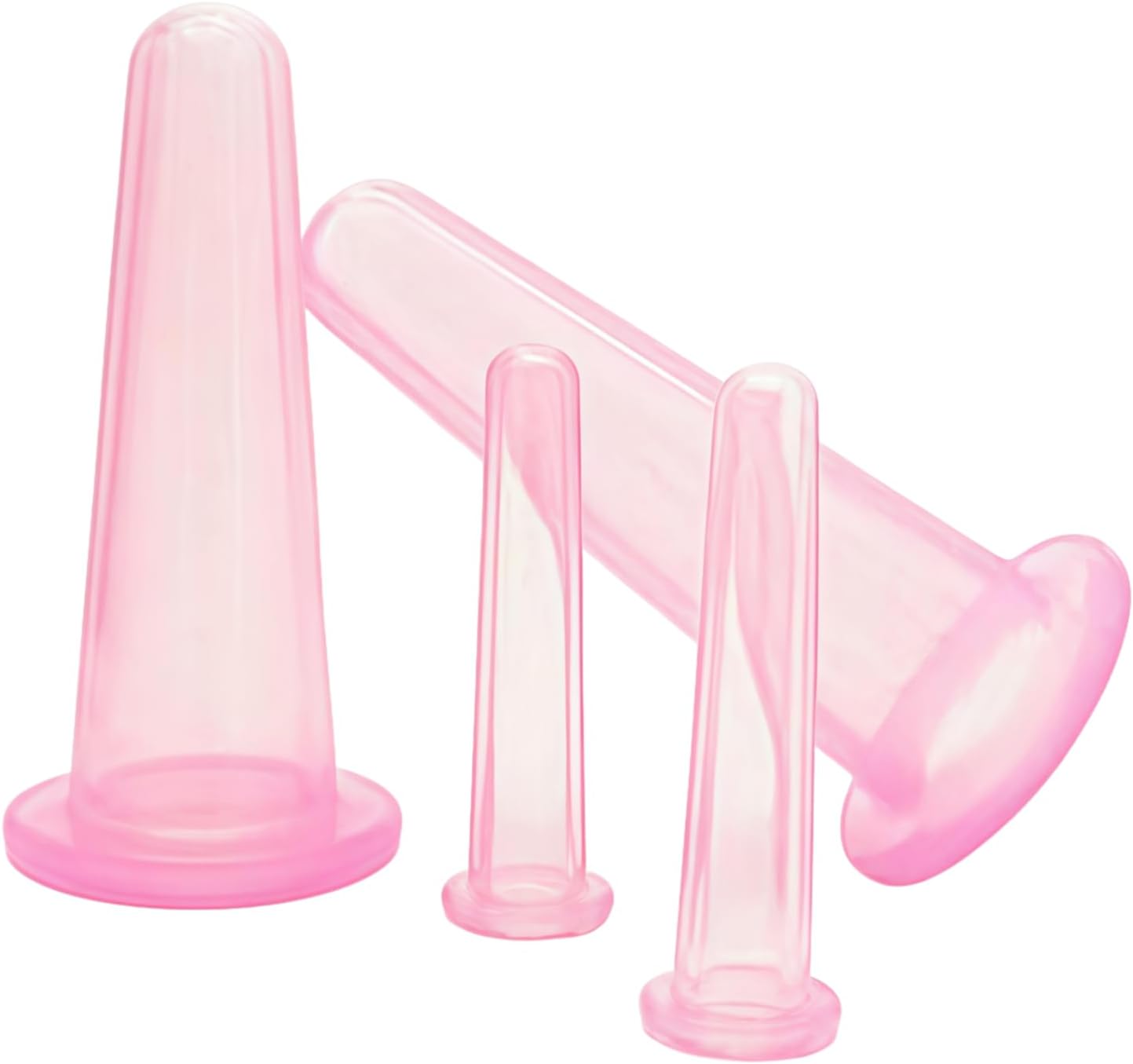 4Pcs Massage Cupping Set Silicone Mini Facial Cups Face Massager Helper Skin Care Neck Back Eyes Massaging Cup Safe to Use, Don't Worry About Burns Health Care Products (Pink)