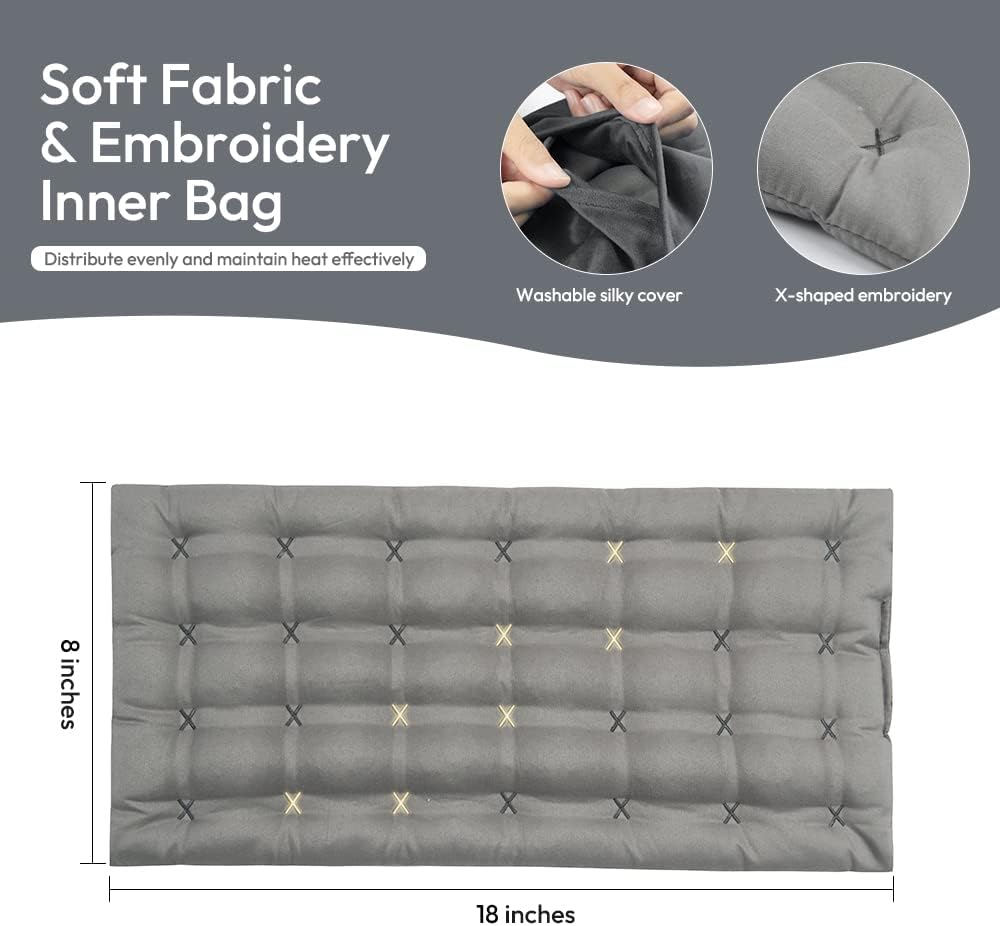 Microwavable Heating Pad with Washable Cover, 8 x 18 Microwave Heating Pad for Neck and Shoulders, Moist Heat Bean Bag Warm Compress for Knee, Joints, Wrist, Abdomen (Dark Gray)