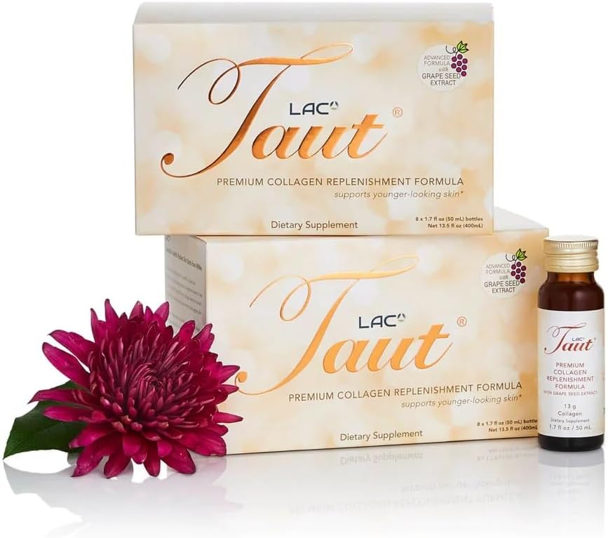 TAUT Liquid Collagen for Women – 13,000mg Marine Collagen Drink with Hyaluronic Acid, Grape Seed & Elastin – Visible Skin, Hair & Joint Support – 2 Box (8 Bottles Each)