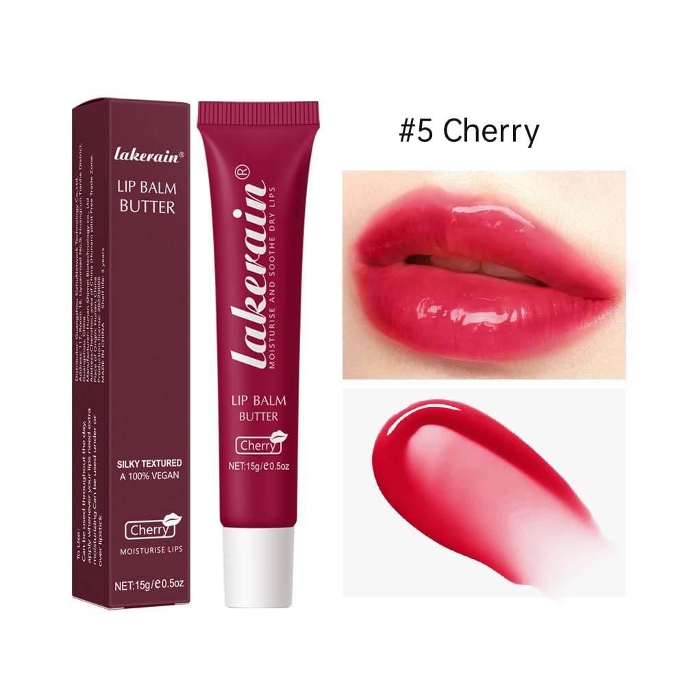 Summer Special Lip Butter Balm - Ultra-Hydrating, Nourishing Lip Care with Natural Ingredients, Shea Butter & Olive Oil, Soothes & Softens Dry Lips (#5 Cherry, 1)
