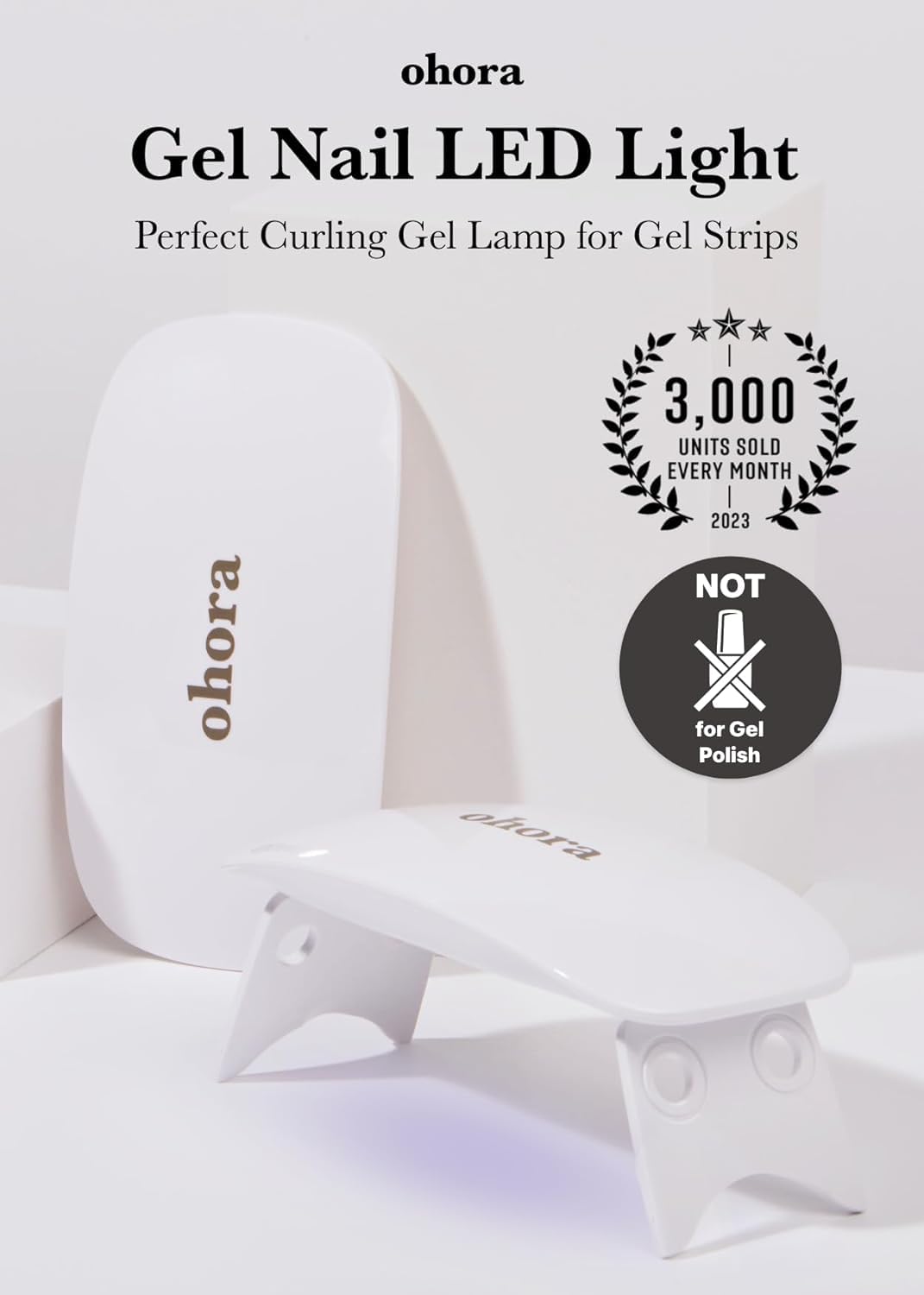 ohora Care LED Lamp for Semi Cured Gel Nail Strips - 6W Max, 2 Timers (45s / 60s), Portable Lamp for Curing Gel Nail Art, For Gel Stickers and Strips Only