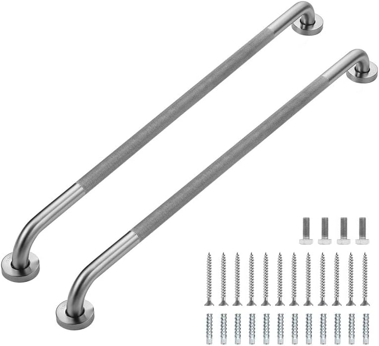 Grab Bars for Shower, 2 Pack 36-Inch Anti Slip Shower Handles for Elderly, Safety Shower Grab Bar, Stainless Steel Handicap Grab Bars for Bathroom,Toilet (Brushed Nickel, 1" Diameter)