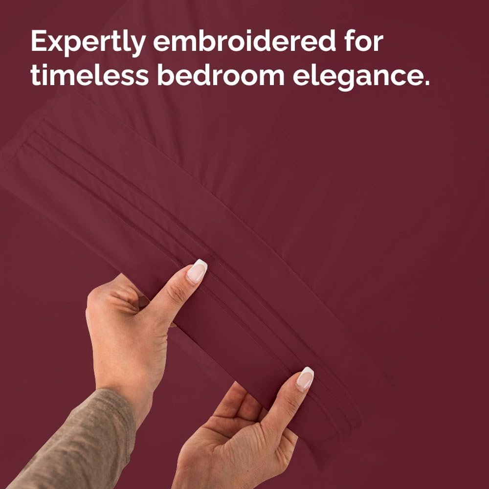 CGK Unlimited Queen Size Microfiber Pillowcase Set of 4 - Soft, Premium Quality, Machine Washable, Burgundy