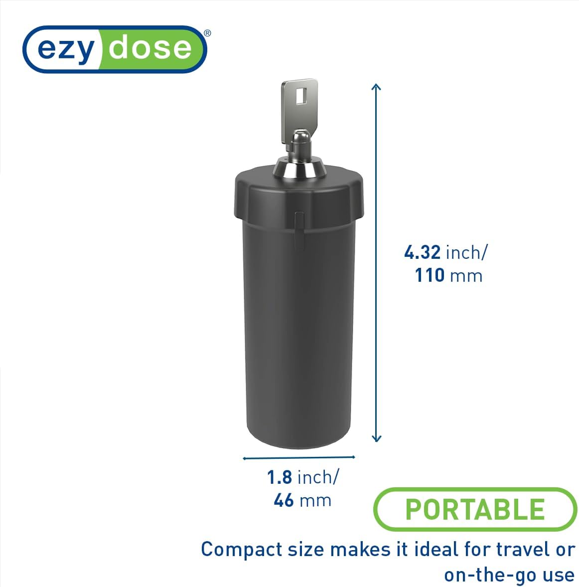 EZY DOSE Pill Box and Medicine, Vitamin Container, Safe for Money & Travel Items, Perfect for On-The-Go, Durable Canister, 2 Keys with Lock, Large, Black, BPA Free