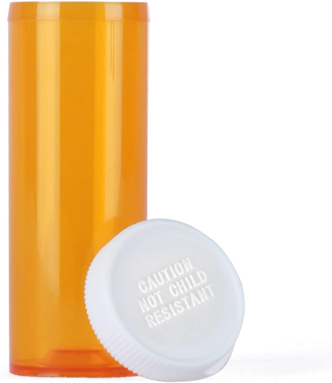 Empty Plastic Pill Bottles with Easy Open Snap Caps (Not Child Resistant), Prescription Medication Vials, Clear Containers, Pill Cases Dispenser Organizers (16 Dram, 12pcs)