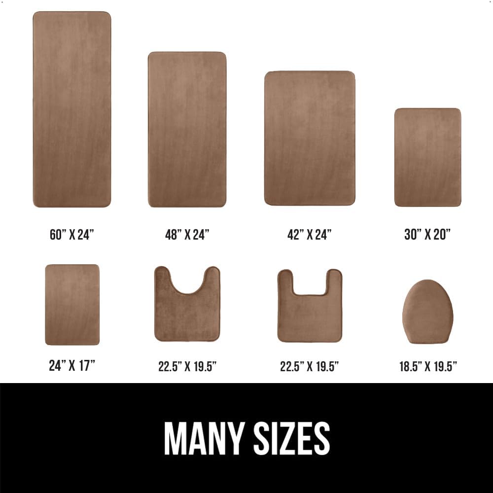 GORILLA GRIP Memory Foam Bath Mat, Soft Absorbent Velvet Bathroom Mats, Durable Dots on Underside, Machine Washable Bathmat, Carpet Rug Room Decor for Shower Tub Floor RV, 60x24 Rugs, Taupe