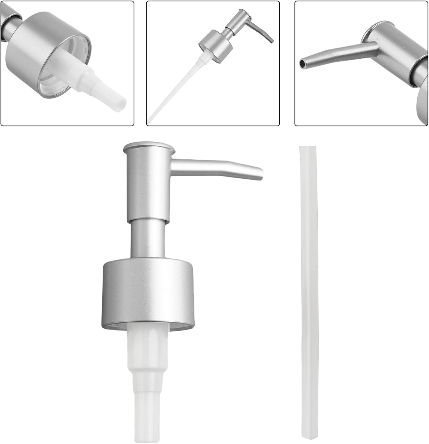 Lotion Soap Dispenser Replacement Pump for Bottles Fits 28/400 Thread Standard, for Dish Soap Refill Dispenser Kitchen Bathroom Worktop Bottles(Matte Silver)