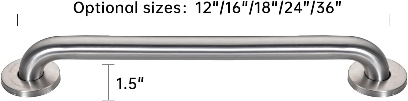 Joyrain 16-inch Bathroom Safety Grab Bar - 500lb Weight Capacity ADA Certified Anti-Slip Handle for Shower/Tub/Toilet, Elderly & Disabled Assist (Brushed Stainless Steel, 24 inch)