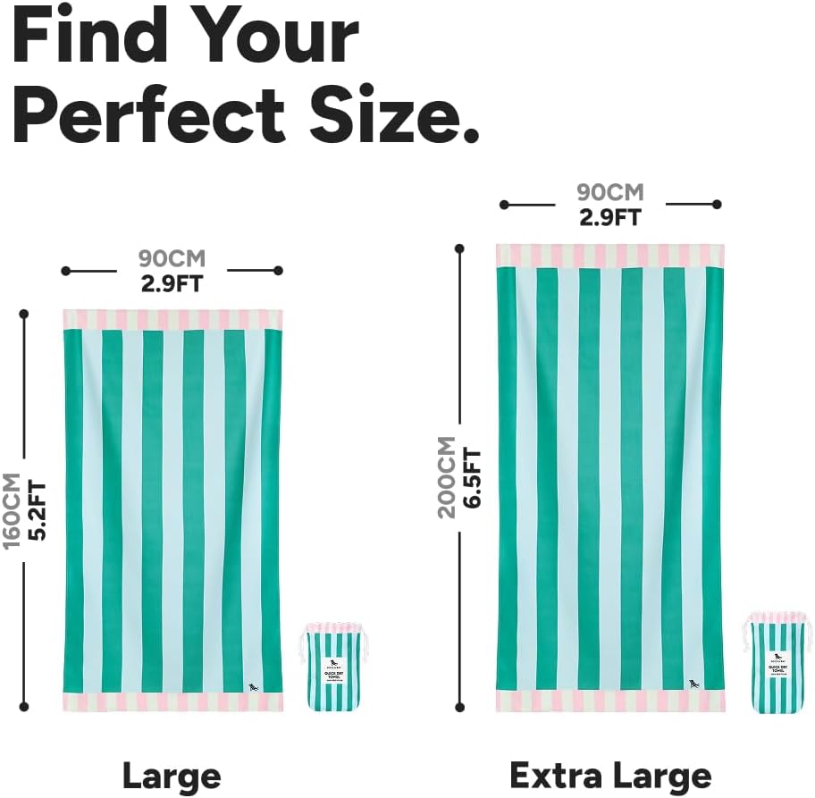 Dock & Bay Beach Towel - Quick Dry, Sand Free - Compact, Lightweight - 100% Recycled - Includes Bag - Pastel Pier - Large (160x90cm, 63x35)
