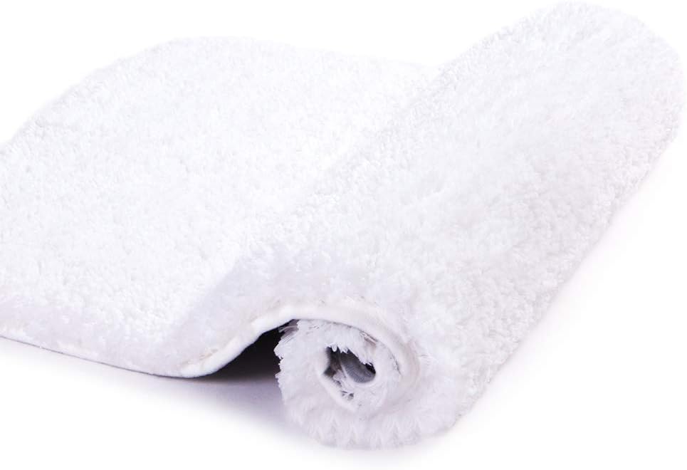 Walensee Non Slip Bath Mat - Soft Microfiber Shaggy Bath Mat (16 x 24, White) Machine Washable and Water Absorbent Thick Plush Shower Rug