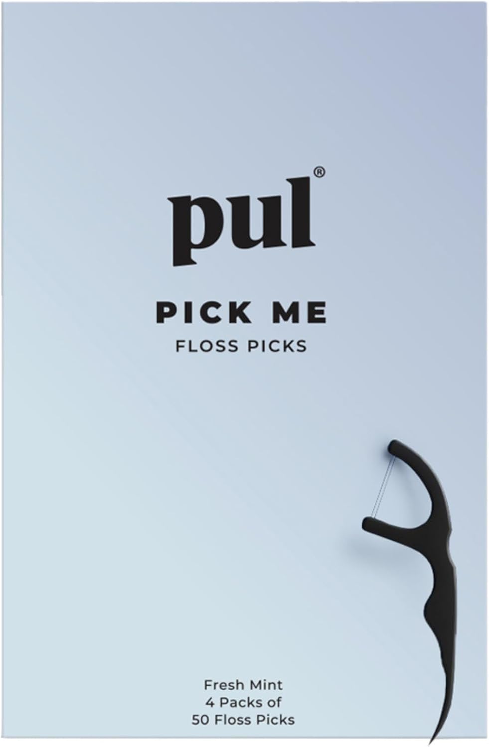 PUL Dental Floss Picks – Mint Teeth Flossers for Deep Cleaning, Removing Food Particles & Plaque – Shred-Resistant Nylon Floss, Plant-Based Handle, Fluoride Free – for Adults & Kids (200 Count)