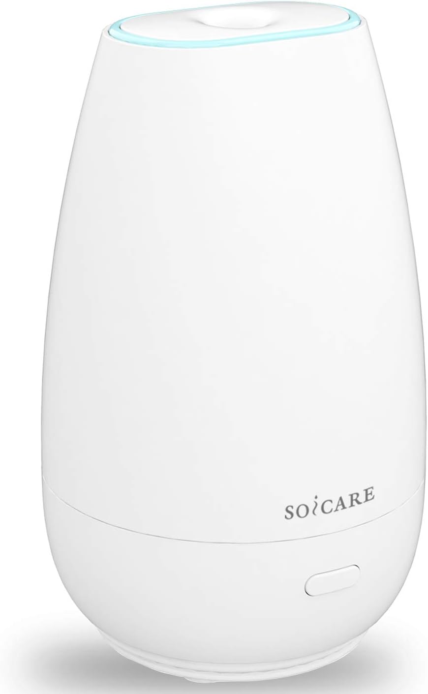 SOICARE Car Diffuser (2nd Generation), Small Portable Car Essential Oil Diffuser with Built-in USB Cable, Mini Aromatherapy Air Scent Humidifier Diffuser for Travel/Office/Home (White)