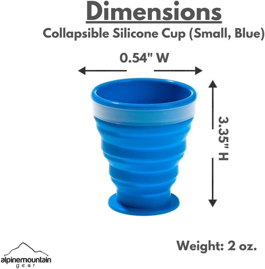 Collapsible Silicone Cup for Camping and Backpacking - Camping Dishware Gear Essentials in Blue (Made by Caddis Sports)