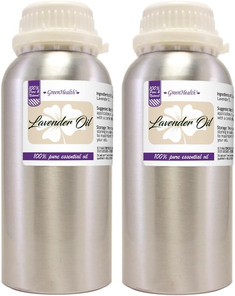 2 Bottles - 16 fl oz Lavender Essential Oil - 100% Essential Oil, Aluminum Bottle - GreenHealth