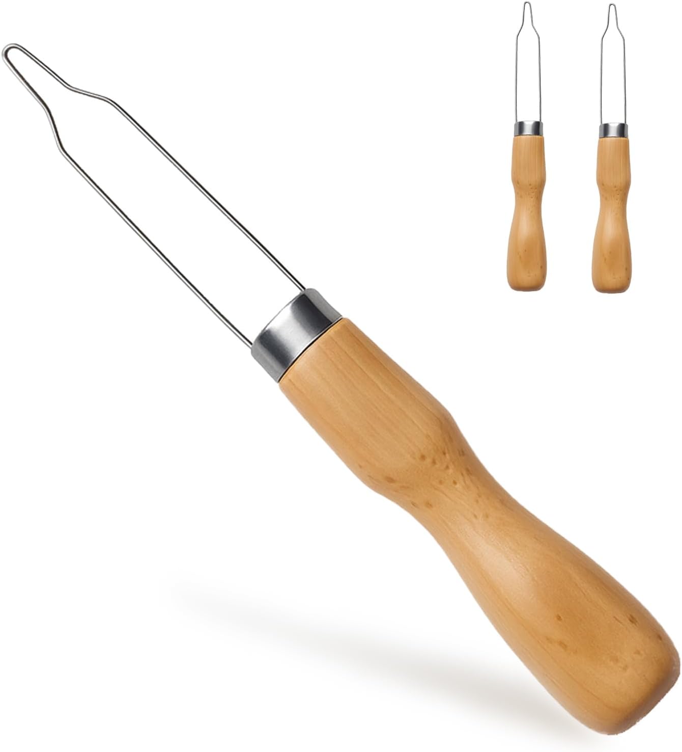 2pcs Button Hook Assist Device with Easy-Grip Wooden Handle for Shirts, Coats, Dresses - Ideal Button Aids for Arthritis & Limited Dexterity Fine Tip