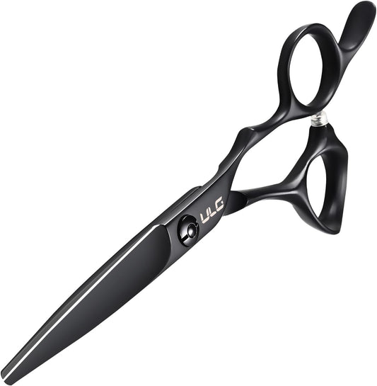 ULG Hair Cutting Scissors, Ultra Sharp Stainless Steel Blades, Matte Black Teflon Coated, Comfortable Offset Handle, Easy-to-Use Shears for Trimming, Shaping, At Home Haircuts Like a Pro, 7-Inch