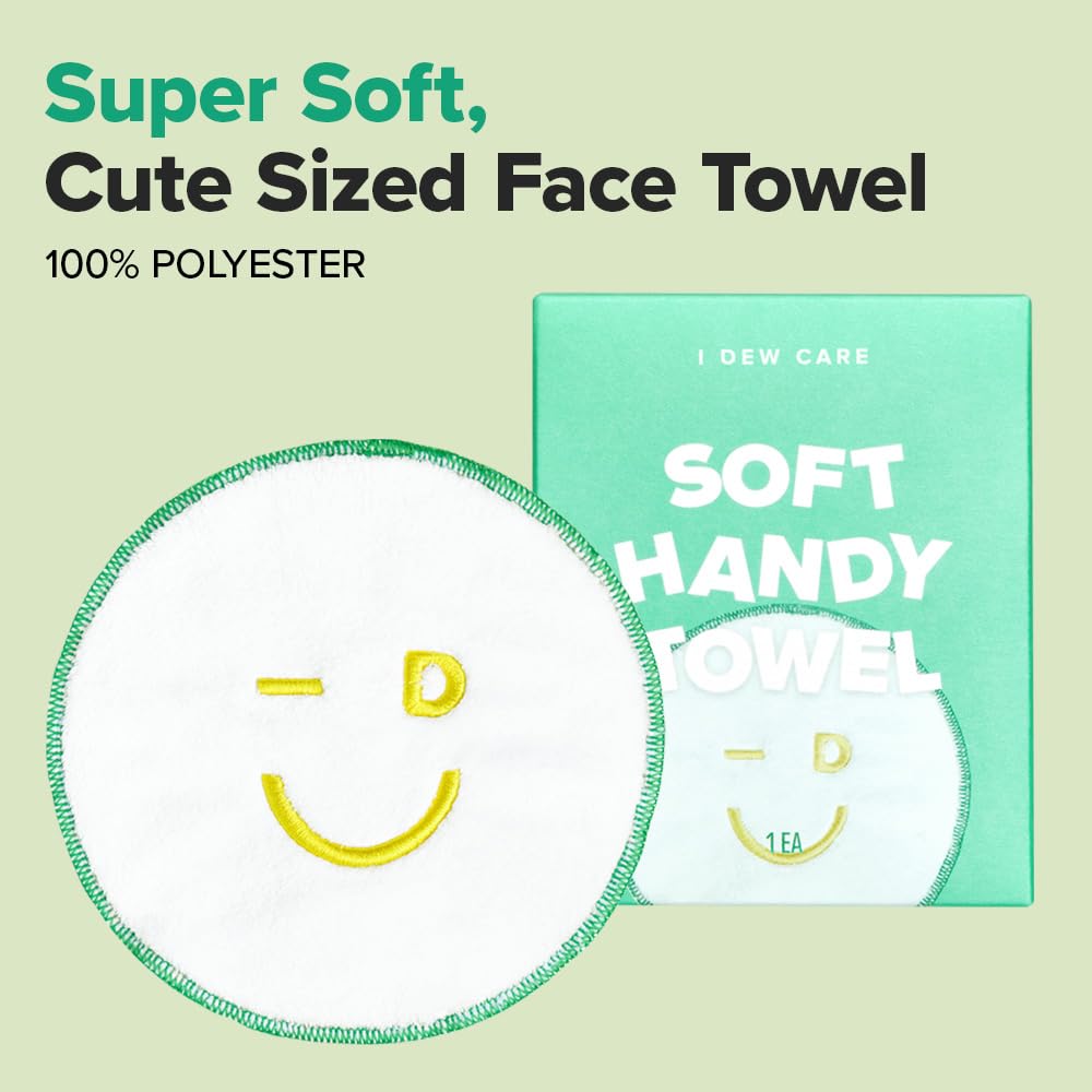 I DEW CARE - Soft Handy Towel | Fast Absorbent, for Hand and Face, Travel Size, Toiletries, Quick Dry, Facial Skincare Washcloth, Reusable Face Pads, Washable Microfiber, 1 CT