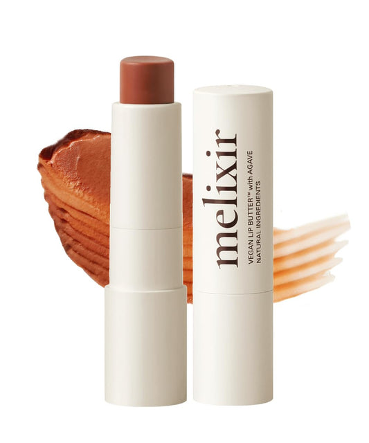 Melixir Vegan Lip Butter (12 Colors), Hydrating Tinted Lip Balm Stick, Bee-Free, Petrolatum-Free, Plant-Based, Moisturizes Dry & Chapped Lips With Shea Butter, Sheer, Natural Finish - #12 Caramel