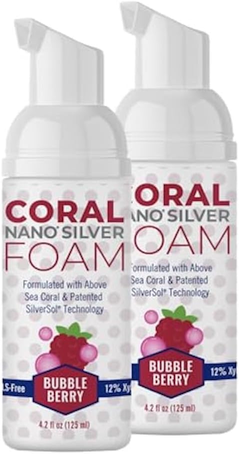 Coral Nano Silver Kids Fluoride Free Foaming Bubble Berry Coral Calcium Toothpaste, Natural Formula, SLS and Glycerin Free - 4 Ounce