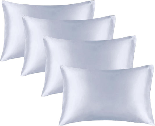 BEDELITE Satin Pillowcase for Hair and Skin, Super Soft Similar to Silk Pillow Cases 4 Pack with Envelope Closure, Cooling Pillowcases for Women Men (20"x40" King Size, Evening Haze)