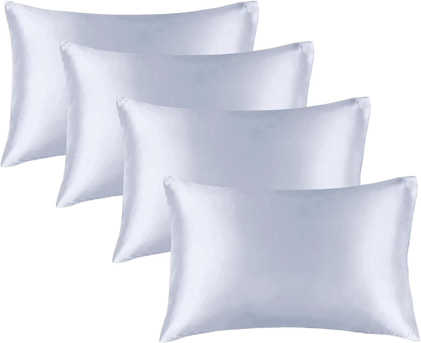BEDELITE Satin Pillowcase for Hair and Skin, Super Soft Similar to Silk Pillow Cases 4 Pack with Envelope Closure, Cooling Pillowcases for Women Men (20"x30" Queen Size, Evening Haze)