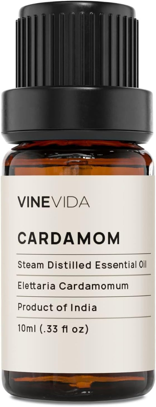 VINEVIDA Cardamom Essential Oil 10 mL - Undiluted Cardamom Oil 10 mL - Cardamom Candle Oil Scent - DIY Candle Scents for Candlemaking - 10 mL Essential Oil for Soap Making Safe for Skin