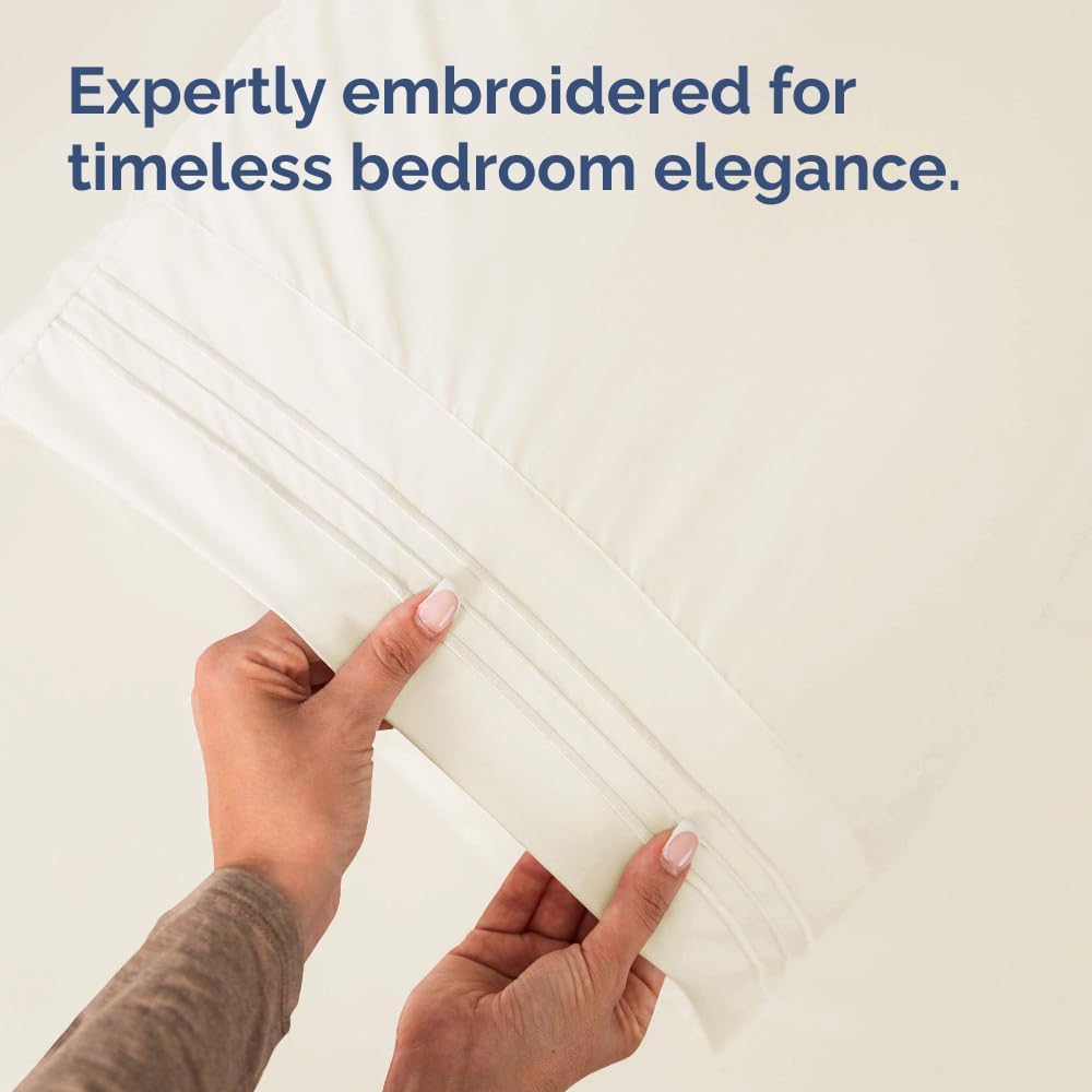 King Pillow Cases Set of 2 - Ultra Soft Hotel Quality Pillowcase Covers - Comfy, Cozy & Wrinkle Free - Shrinkage, Stain & Fade Resistant - Machine Washable Pillow Protectors - 2 Piece Set - Off White