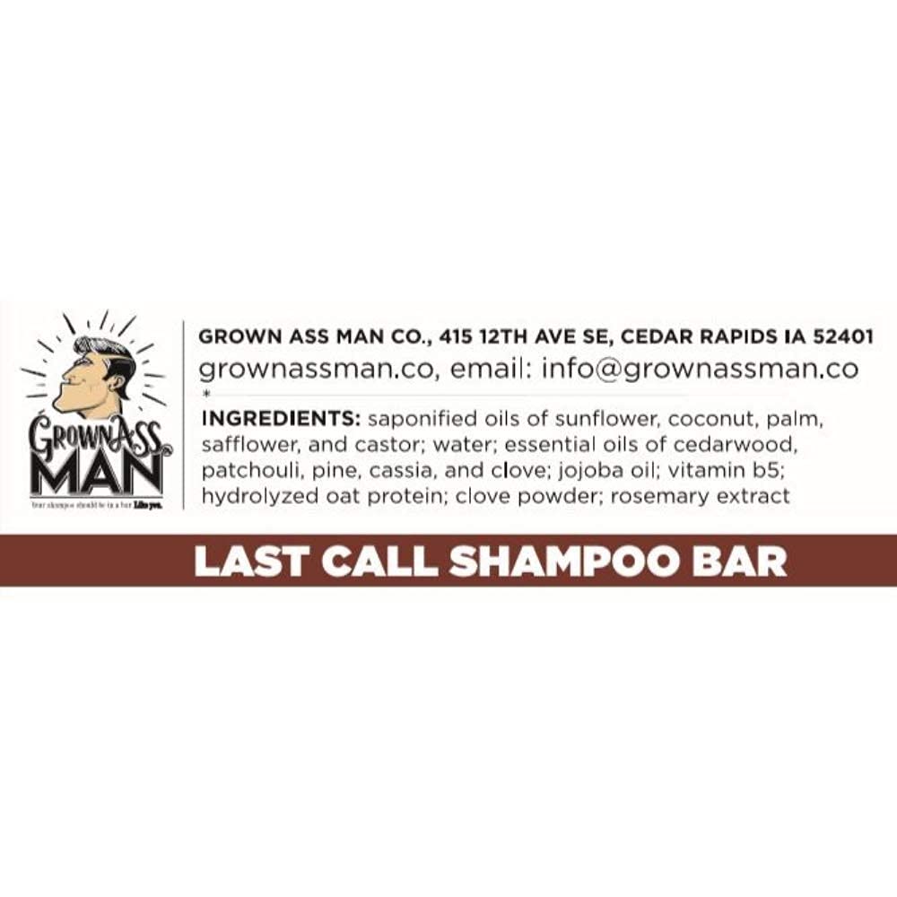 Grown Ass Man Co. - Solid Shampoo Bar Rich Lather 3 in 1: Hair, Beard & Body Wash - Plastic Free & Eco-Friendly, Natural & Organic Clean for All Hair Types, 4oz Bar (Last Call, 6-Pack)