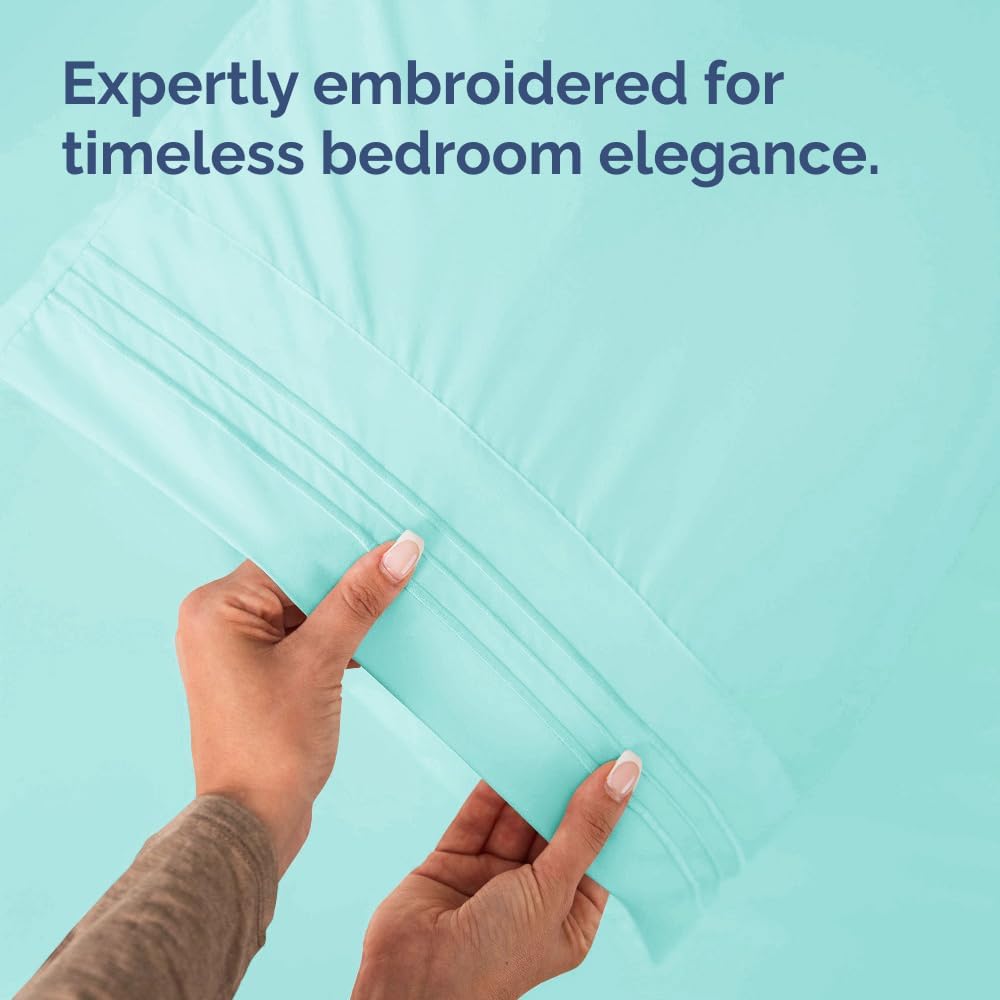 King Pillow Cases Set of 2 - Ultra Soft Hotel Quality Pillowcase Covers - Comfy, Cozy & Wrinkle Free - Shrinkage, Stain and Fade Resistant - Machine Washable Pillow Protectors - 2 Piece Set - Spa Blue