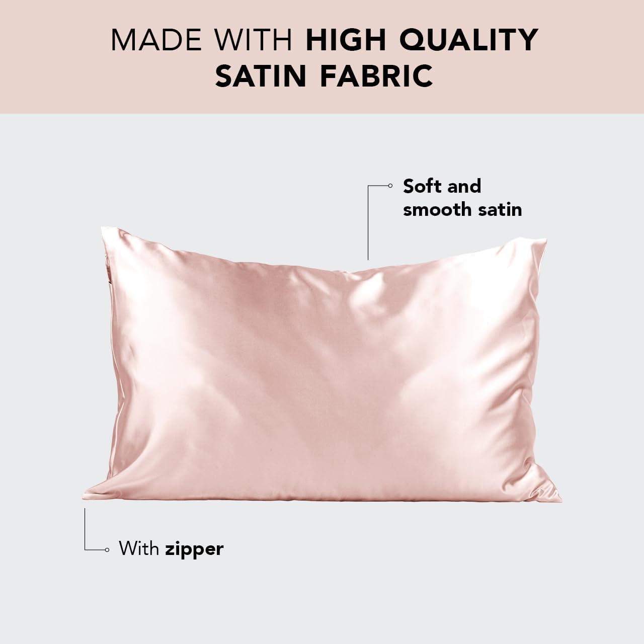 Kitsch Satin Pillowcase, Softer Than Silk Pillow Cases, Cooling Pillow Covers, King Size Pillow Cases Set of 2, Satin Pillowcase with Zipper for Hair, Skin & Quality Sleep, 19"x36" Blush, 2pcs