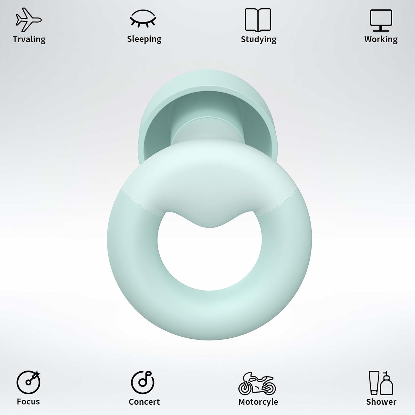 Ear Plugs for Sleeping, 2 Pairs of Reusable Earplugs for Noise Reduction 25dB-30dB with 8 Ear Tips, Soft Hearing Protection Ear Plugs for Concert,Noise Sensitivity, Study & Work