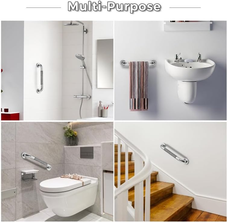 Grab Bars for Shower, 2 Pack 32-Inch Anti Slip Shower Handles for Elderly, Safety Shower Grab Bar, Stainless Steel Handicap Grab Bars for Bathroom (Polished Nickel 1" Diameter)