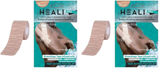 Heali Kinesiology Tape with Magnesium and Menthol, 20 Pcs Precut Strips, K Tape Roll, Knees, Physical Therapy Sports Tape for Muscle and Joint Pain Relief, Water Resistant, Beige with Zebra