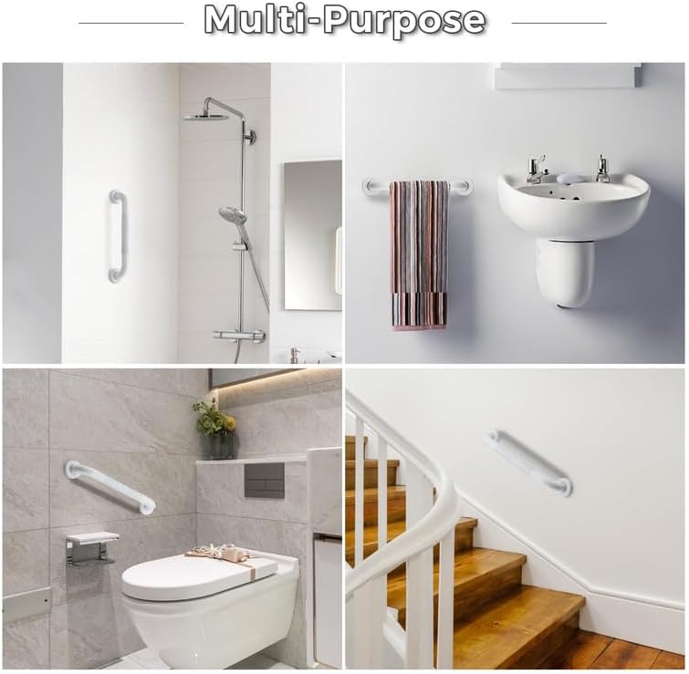 Grab Bars for Shower, 1 Pack 32-Inch Anti Slip Shower Handles for Elderly, Safety Shower Grab Bar, Stainless Steel Handicap Grab Bars for Bathroom (White 1" Diameter)