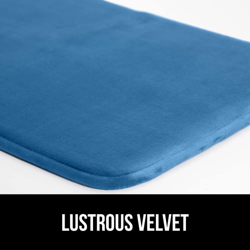 GORILLA GRIP Memory Foam Bath Rugs, Soft Absorbent Velvet Bathroom Mats, Durable Dots on Underside, Machine Washable Bathmat, Carpet Rug Room Decor for Shower Floor, 30x20 Mat, Caribbean Blue