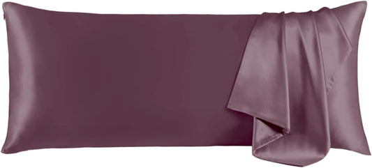 THXSILK Set of 2 100% Mulberry Silk Pillowcase for Hair and Skin, Grade 6A+ Mulberry Silk Pillow Cases Ultra-Soft, Hypoallergenic Pillow Case Cover with Zipper (Body Size 20"x54", Purple)