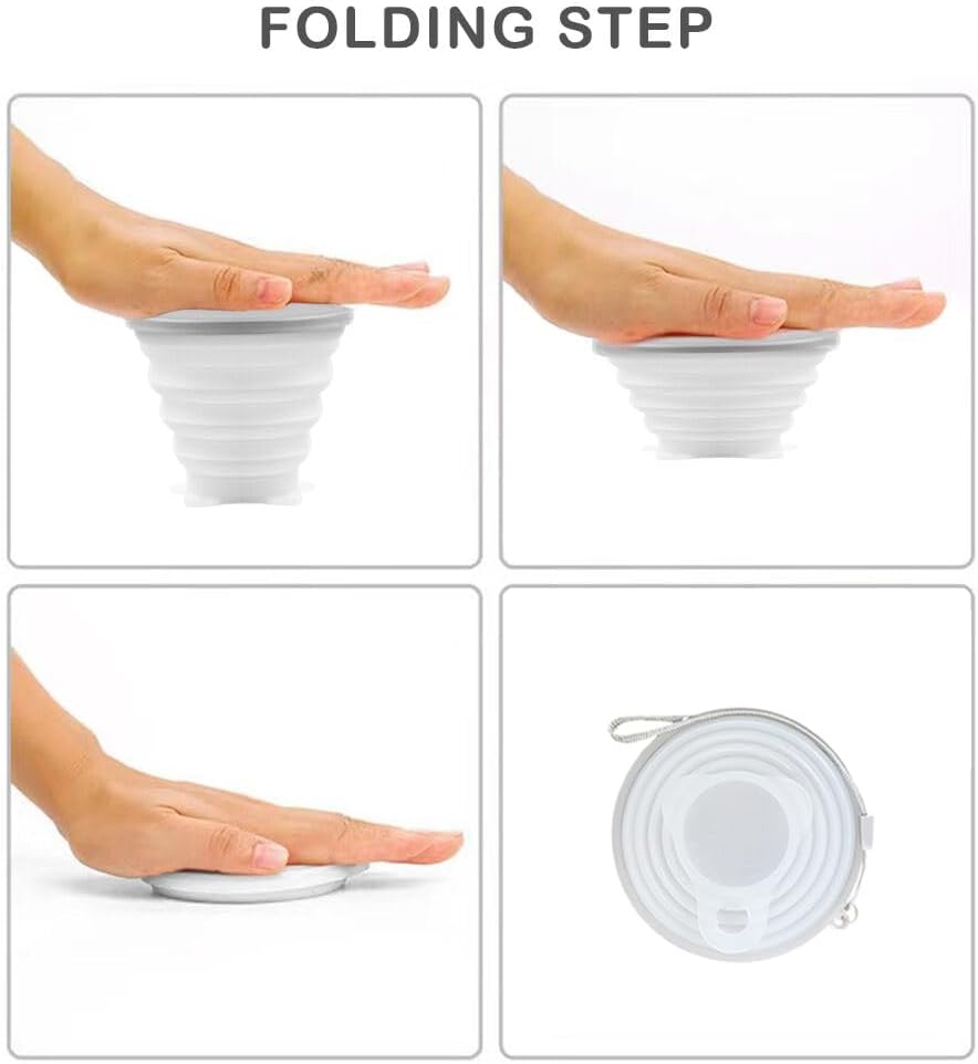 Silicone Collapsible Cups for Camping Travel,Small Portable Backpacking Camping Cup for Outdoor,Reusable Folding Travel Cup,270ml,Graduated(Transparent)