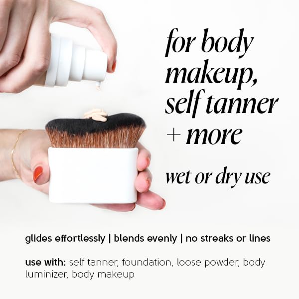 Tinge Body Brush, Large Kabuki Brush, Ideal For Blending Body Makeup, Foundation, Self Tanner & Bronzing, Streak Free & Mess Free, Make Up Brush With Soft, Durable Bristles For Smooth, Even Coverage