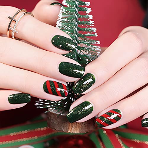 CANNI 6Pcs 9ml Gel Nail Polish Set- White Glitter Gold Emerald Green Burgundy Red Gel Polish Kit Christmas Colors DIY at Home Salon New Year's Gifts for Girls