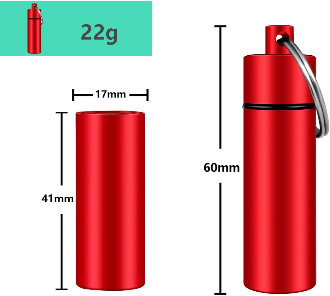 3 Packs Keychain Pill Holder, EFFIET Waterproof Pill Fob Case Box Outdoor Container for Emergency Medicine Foam Earplug Storage Case with Ear Plugs (Silver-Matt-Red)