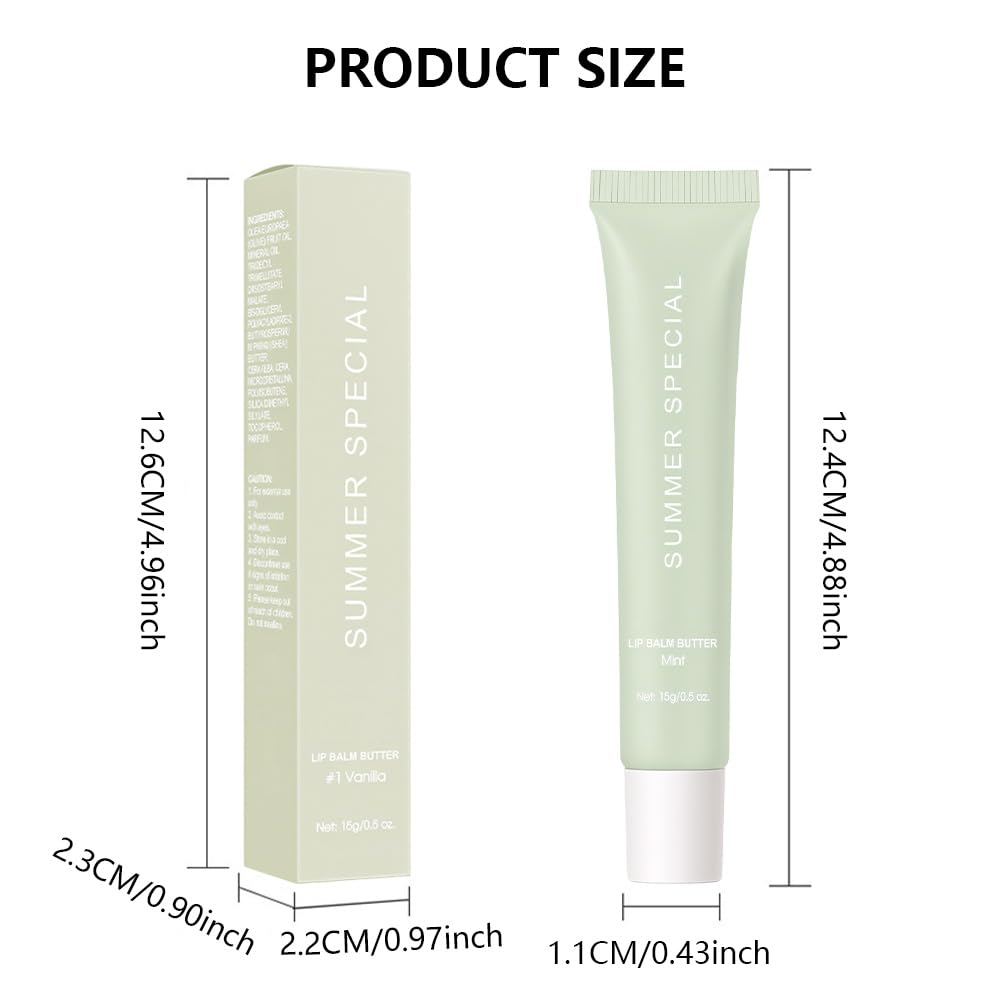 Summer Ultra-Hydrating Lip Butter Balm – Natural Vegan Lip Balm for Instant Moisture, Shine & Hydration – Sheer-Tinted, Soothes & Softens Dry Lips, Bálsamo labial hidratante #2 Mint 0.5 Fl Oz