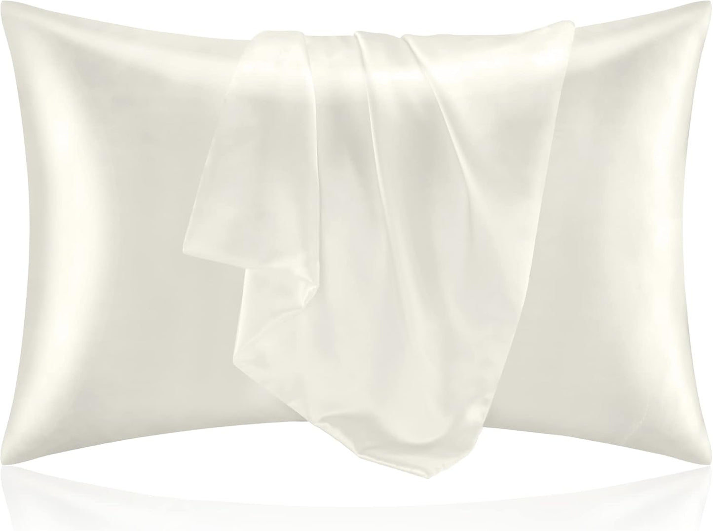 BEDELITE Satin Pillowcase for Hair and Skin, Super Soft and Cooling Similar to Silk Pillow Cases 2 Pack with Envelope Closure, Gift for Women Men(20"x30" Queen Size, Ivory)