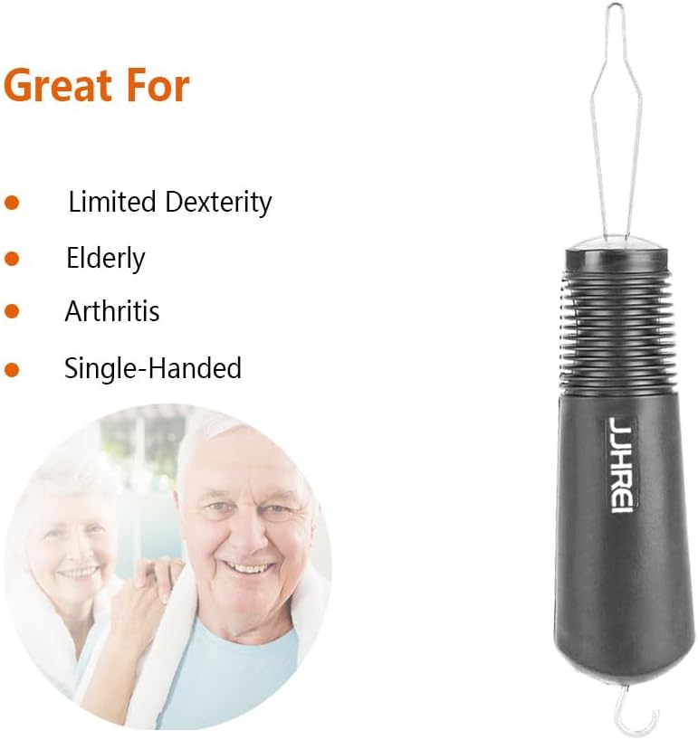 2 Pack Button Hook and Zipper Pull Helper - Dressing Button Aid Assist Tool for Arthritis Disabled Elderly - 2 in 1 Dressing Aids Tool