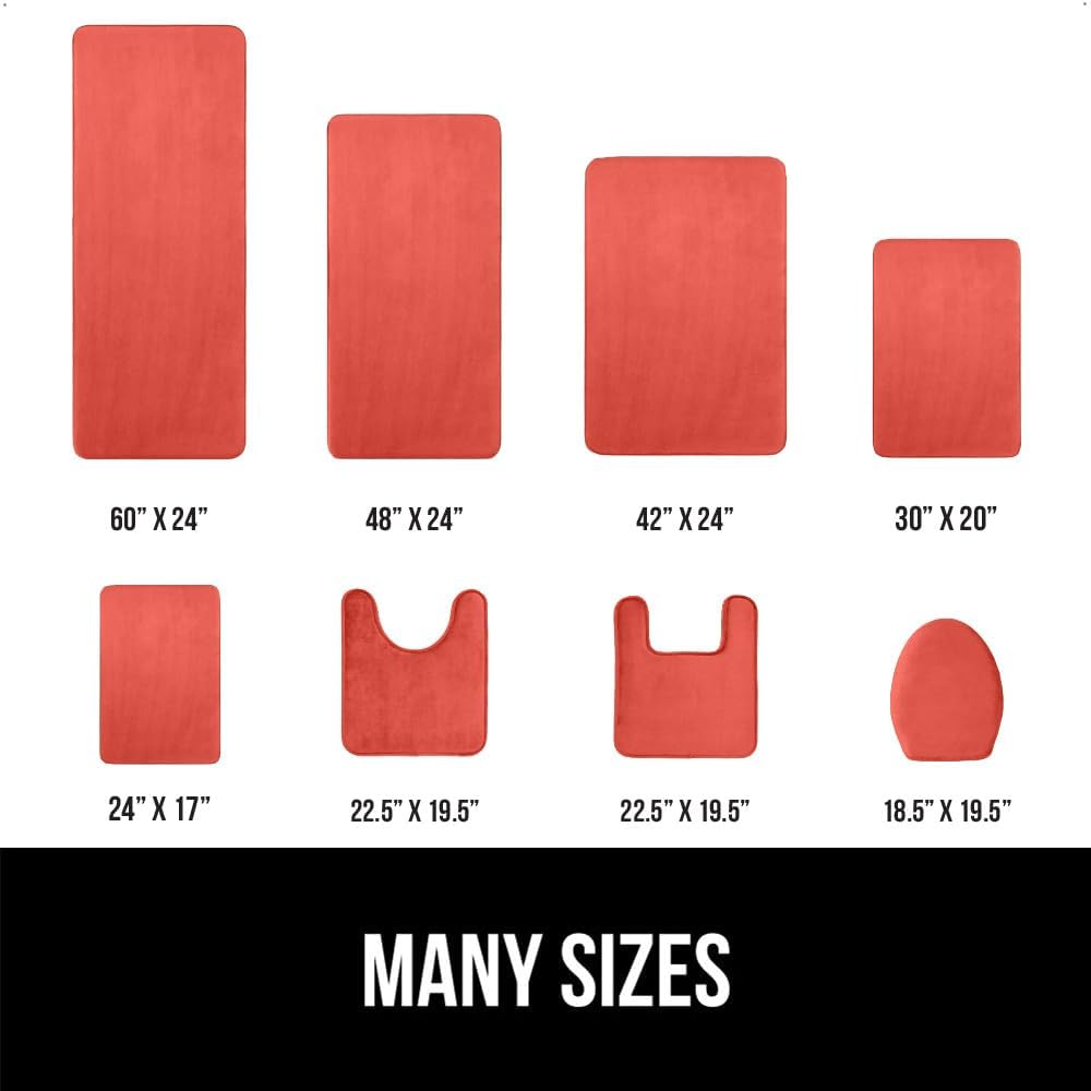 GORILLA GRIP Memory Foam Bath Mat, Soft Absorbent Velvet Bathroom Mats, Durable Dots on Underside, Machine Washable Bathmat, Carpet Rug Room Decor for Shower Tub Floor RV, 30x20 Rugs, Coral