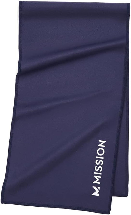 MISSION On-The-Go Cooling Towel - Soft, Lightweight Fabric - Cools Up to 2 Hours - UPF 50 Sun Protection - Machine Washable (Navy)