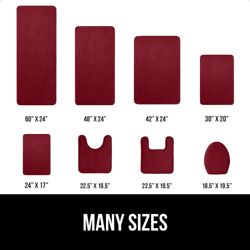GORILLA GRIP Memory Foam Bath Mat, Soft Absorbent Velvet Bathroom Mats, Durable Dots on Underside, Machine Washable Bathmat, Carpet Rug Room Decor for Shower Tub Floor RV, 24x17 Rugs, Burgundy