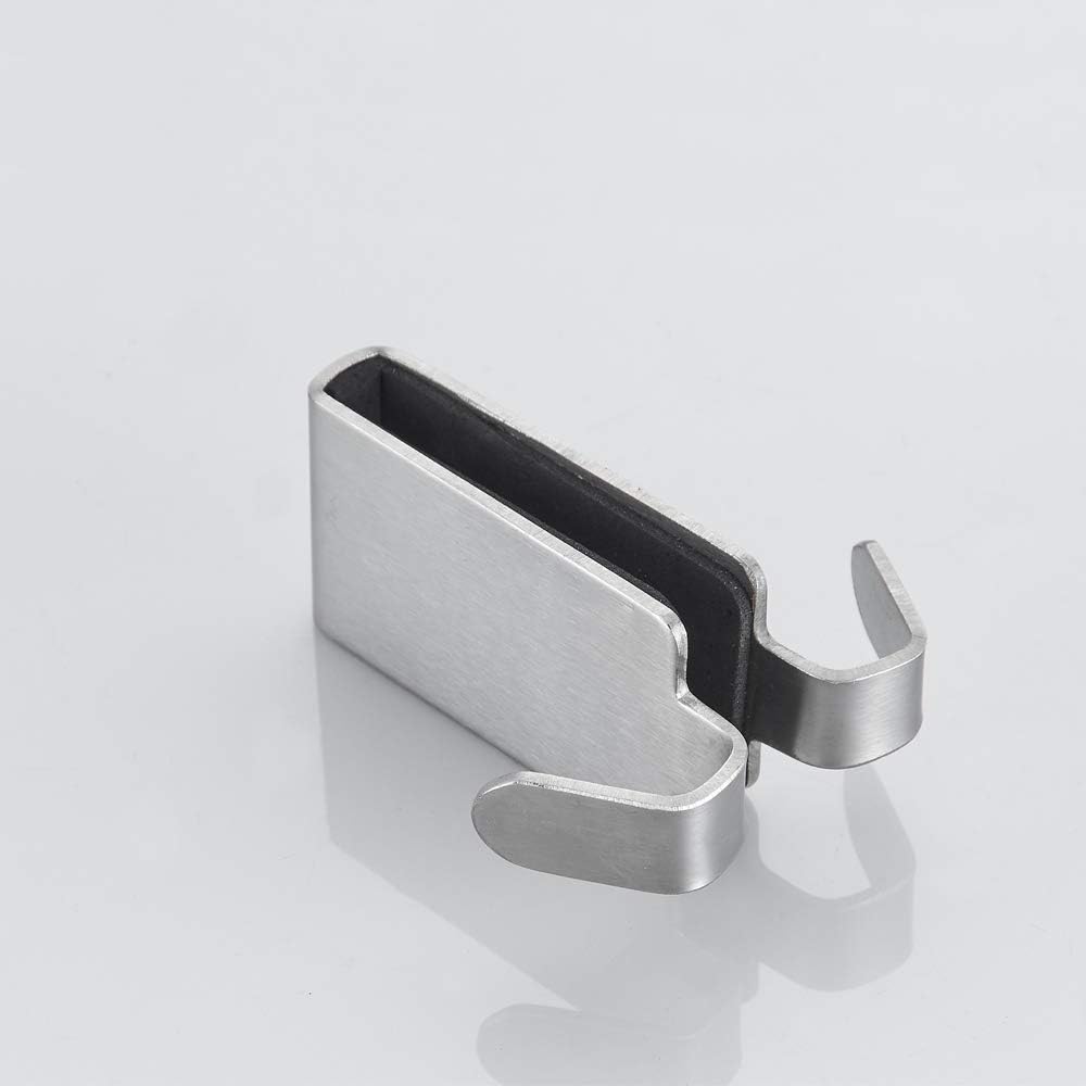 Double Hooks for Glass Shower Door, Towel Hooks Over The Bathroom Glass Wall 0.31-0.39in, Stainless Steel, Brushed,2 Pack.