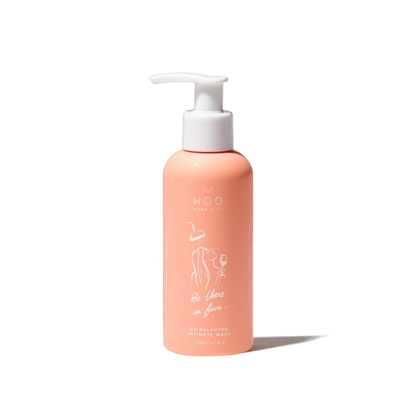 Woo More Play, Be There In Five, Feminine Wash, pH Balanced, Made With Natural Ingredients (Aloe, Calendula Extract, Matricaria Flower Extract) - 4.7 fl oz